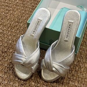 Aquazzura Metallic Silver Sandals